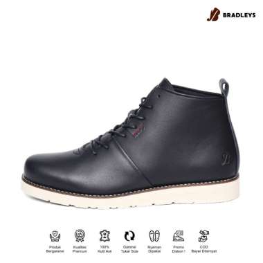 [CUSTOM SIZE] Bradley's Hobbs Black Sepatu Kulit Boots Pria Custom Size 37