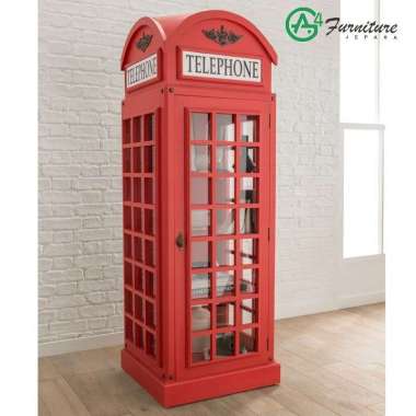 Lemari Hias Model Telepon Warna Merah - Kayu Mahoni
