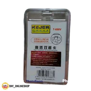 Name Tag Tempat ID Card Holder Acrylic Mika 2 Sisi Transparant KEJEA Vertikal