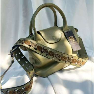 MIVASO Tas Kulit Asli Selempang Handbag Wanita LC QQ TALI GRAFIR SDL346 P Alas 24 cm Abu