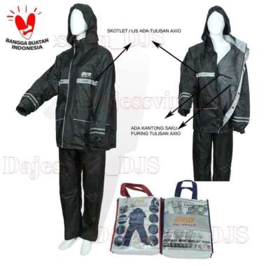 Jas Hujan AXIO / raincoat Axio 882 silver series / Stelan Axio XXXL Hitam