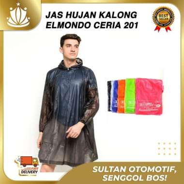 JAS HUJAN Murah Ponco Lengan Merk Elmondo Ceria 201 Promo Bagus MURAH Hitam
