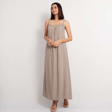 Tank top Long Dress Mindful Grey - Terusan Tali Kecil Rayon Nyaman Coklat