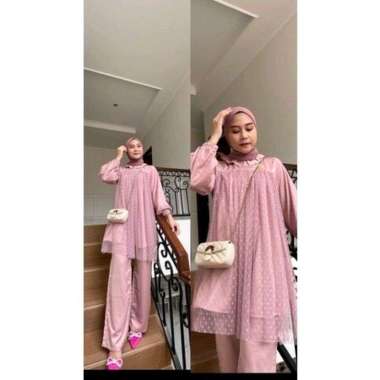 Natalia Tunik Tille Premium setelan baju wanita setelan celana perempuan Tunik tile dot setelan baju
