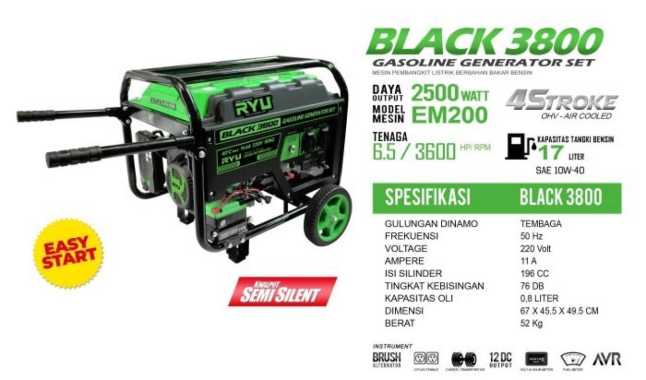 Genset 2800 watt - RYU Black3800