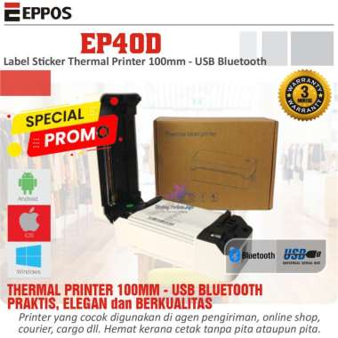 Eppos Sticker Resi Thermal Barcode Printer EP40D 100mm A6 USB Bluetooth