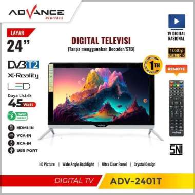 Advance TV Led Digital TV HD 24 inch ADV-240 IT Crystal Design FULL HD TV LED Digital Original Garansi Resmi