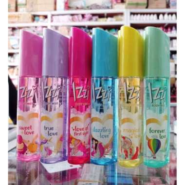 Parfum izy / Izzi Body Mist Korea , Izzi biasa 100ML botol plastik lengkap Ungu love