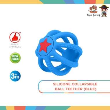 Nuby Silicone Collapsible Ball Teether (Blue) - Mainan Gigitan Bayi
