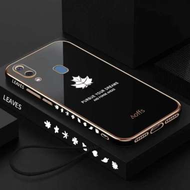 Casing Maple Samsung A20 / A30 Softcase Elektro Plating Bonus Tali Strap SAMSUNG A30 HITAM