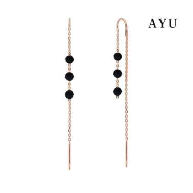 AYU 3 BEADS THREAD EARRINGS 17K ROSE GOLD 17K ROSE GOLD - RED