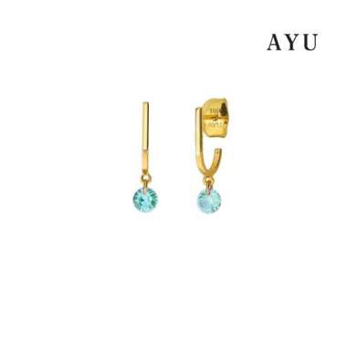 AYU Candy Pop On Gold Hoop Stud 16k Yellow Gold Aqua Blue