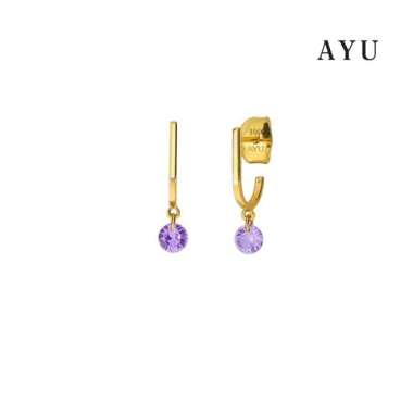 AYU Candy Pop On Gold Hoop Stud 16k Yellow Gold Lavender