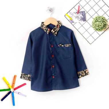 Kemeja Riko Hem Fashion Anak Laki Laki Kombinasi Batik Kasual Lengan Panjang 6 Navy