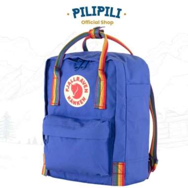 Tas Ransel Fjallraven Kanken Mini Cobalt Blue - Rainbow Pattern