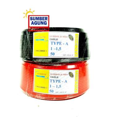 Kabel Engkel Yulidai Jumbo Type A Ukuran 1 - 1.5 Panjang 50 Kabel Engkel Kawat Tunggal Merah Hitam
