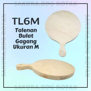 TL6M - Talenan kayu bulat gagang M 29x21.5x2cm tatakan alat dapur masak dekorasi kado souvenir lukis
