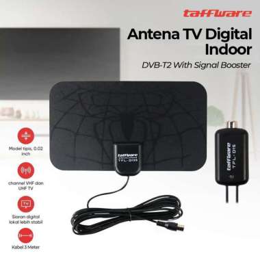 Taffware Antena TV Digital DVB-T2 25dB Spider Pattern Signal Booster - TFL-D139 - Black Black