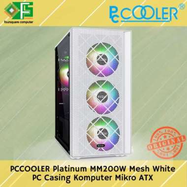 PC Casing Gaming PCCOOLER Platinum MM200 MESH Putih | Casing Komputer Tanpa Fan