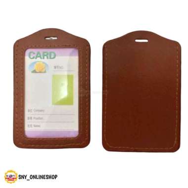 10pcs Tempat ID Card Tempat Kartu ID Kulit Name Tag ID Card Holder Cokelat