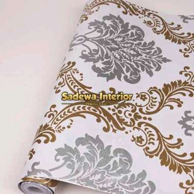 Wallsticker wallpaper dinding stiker dinding motif batik coklat abu