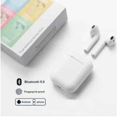 Headset bluetooth TWS 5.0 InPods i12 Earphone Wireless Macaron Putih