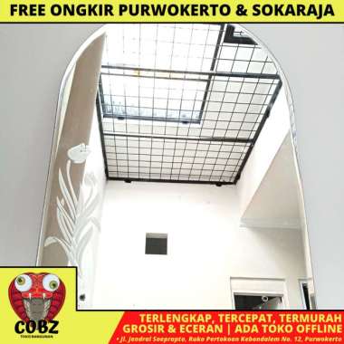 50 CM X70CM/DIAMOND Cermin Wastafel Kaca Kamar Mandi 1/2 Bulat Mtf Set