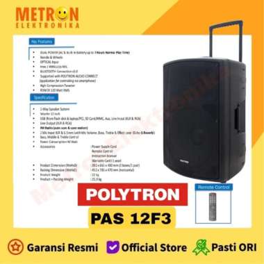 100% Produk Ori Polytron Paspro 12F3 - Speaker Troli 12 Inch Battery + Blutooth Multicolor