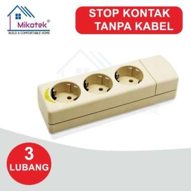 Mikotek Stop Kontak Tanpa Kabel / Colokan Listrik Seri S 3 Lubang(Krem)
