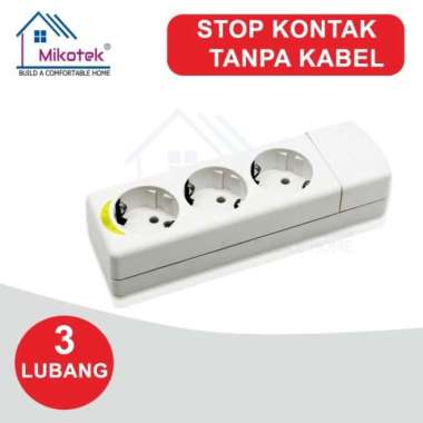 Mikotek Stop Kontak Tanpa Kabel / Colokan Listrik Seri S 3 Lubang(Putih)