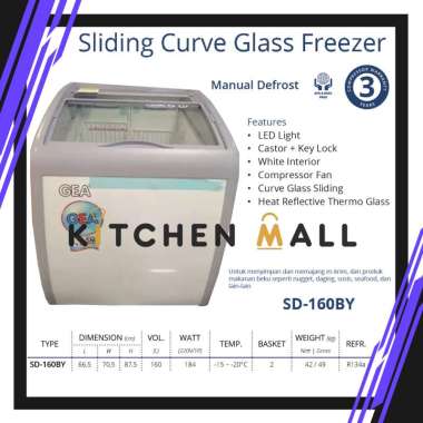 GEA SD-160BY freezer kulkas pintu kaca - freezer box es krim, daging