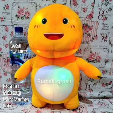 Boneka Naloong Dino Kuning Plush Yellow Dinosaurus Gemoy Viral LED Lampu NALOONG LED