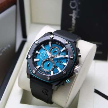 Jam Tangan Pria Alexandre Christie AC 9601 Collection Original Garansi Resmi 1 Tahun BLACK BLUE RUBB