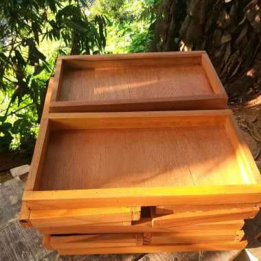 Nampan kayu jati alas triplek 40x20x3cm