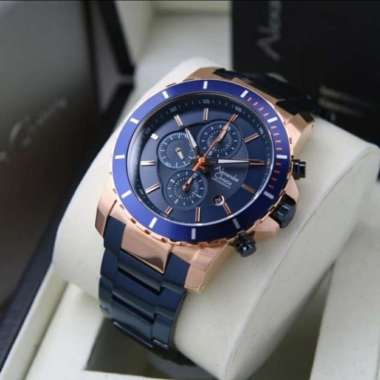 Jam Tangan Pria Alexandre Christie AC 6141 Rosegold Blue Chronograph Original Garansi Resmi 1 Tahun