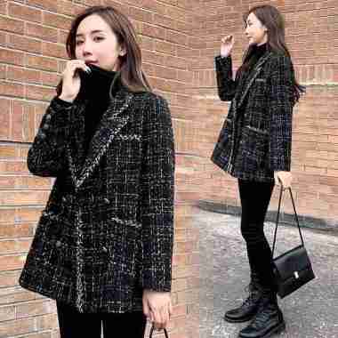 VERISH IMPORT WOMAN TWEED BLAZER COAT KOREAN STYLE OUTER WANITA MUSIM DINGIN XXL
