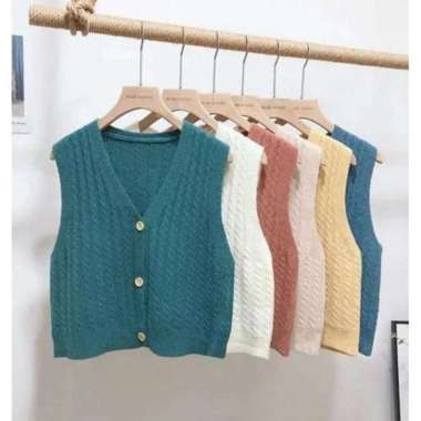 VERISH IMPORT WOMAN CABLE KNIT VEST WINTER AUTUMN OUTFIT ROMPI WANITA RAJUT MUSIM DINGIN Ungu