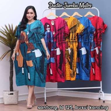 DASTER JUMBO BUSUI DJ MARISA LD 120 KEKINIAN KANCING DEPAN TUJUH LENGAN PENDEK MURAH ADEM RAYON XL X