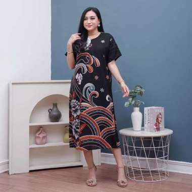 Daster Batik Prass - Daster Busui LD 108 - Atasan Wanita - Batik Motif Abstrak Kekinian NOVARIA ABU