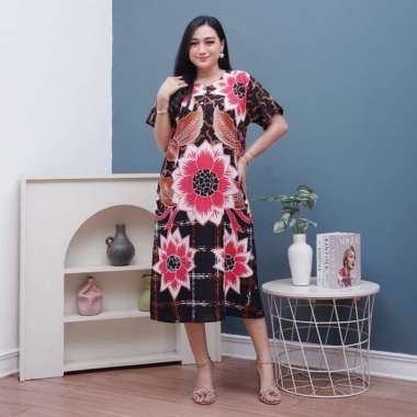 Daster Batik Prass - Daster Busui LD 108 - Atasan Wanita - Batik Motif Abstrak Kekinian HILDA MERAH