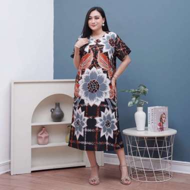 Daster Batik Prass - Daster Busui LD 108 - Atasan Wanita - Batik Motif Abstrak Kekinian HILDA ABU