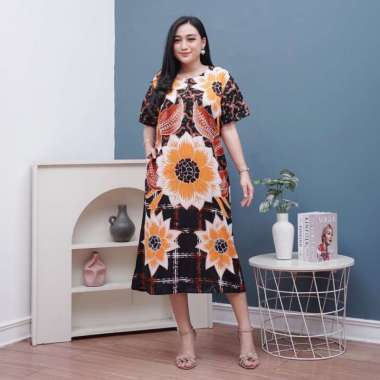 Daster Batik Prass - Daster Busui LD 108 - Atasan Wanita - Batik Motif Abstrak Kekinian HILDA KUNING