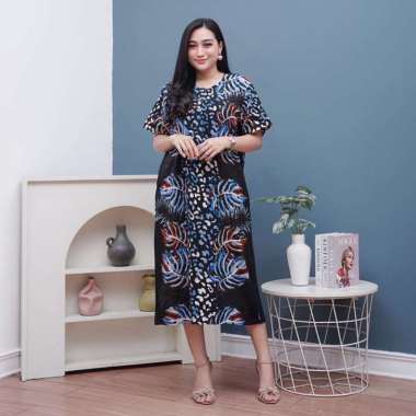 Daster Batik Prass - Daster Busui LD 108 - Atasan Wanita - Batik Motif Abstrak Kekinian DEANDRA BIRU