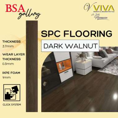 VIVA SPC FLOORING 5MM DARK WALNUT CLICK SYSTEM / LANTAI KAYU VINYL