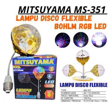 Lampu Disco Putar Flexible MS-351 Mitsuyama Bohlam RGB LED Disko