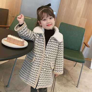 Verish Girl winter coat Tweety autumn fur jacket tweed jaket anak perempuan hangat import cewek 120