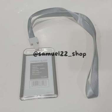Name Tag / Tempat ID Card Berdiri Akrilik 6028 54 x 85 mm + Tali Abu-abu