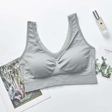 Tank Top Bra Big Size Besar BH Tanpa Kawat Seamless Bra Olahraga Zero Feel Korea Hijau Muda