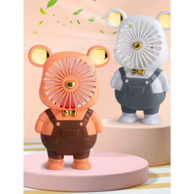 KIPAS ANGIN MINI KARAKTER BERUANG BAJU PORTABLE FAN/DESKFAN/KIPAS GENGGAM BIRU