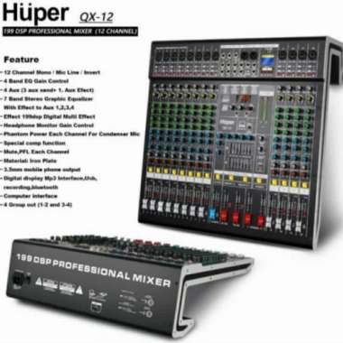 Mixer audio12ch Huper QX12 Huper Qx12 qx12 bluetooth Multivariasi Multicolor